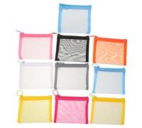 FRCOLOR 10pièces Pochette Zippée Filet Mini Pochette de Rangement Portable Sacs Maille Transparents Petits Organisateurs pour Maquillage et Objets Essentiels