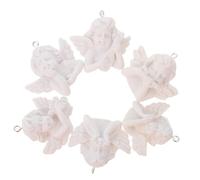 FRCOLOR 12 Breloques Porte-clés Ange en Résine Argentée, Figurines Miniatures Ailes Baroques, 6 Modèles X 2 Pièces pour Bricolage Bijoux, Décoration Créative Diy, Accessoires Artisanat