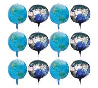 FRCOLOR 12 Pièces Ballons Terre Ronds Aluminium Carte Du Monde Effet Flottant pour Décoration Fête Anniversaire Thème Voyage Garçon Fille