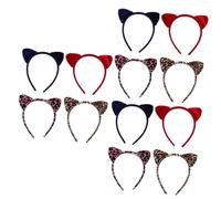 FRCOLOR 12 Pièces Bandeau Oreille De Chat Bandeau Léopard De Cheveux Pressés Accessoires Pour Cheveux Cerceau De Poils D'animaux x De Chat Coiffe De Fête Plastique