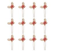 FRCOLOR 12 Pièces Barrette cristal perles de cheveux de mariée Tiare femmes feminicene bride accessoire de cheveux de mariée épingle à cheveux alliage de zinc Golden