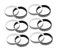 FRCOLOR 12 Pièces Bracelets Silicone à Carreaux Noir et Blanc Accessoires Événementiels pour Fans de Course Bracelets pour Fête et Thématiques