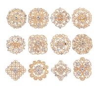 FRCOLOR 12 Pièces Broches en Alliage Cristaux pour Mariage, Épingles Décoratives Brillantes Or, Accessoires pour Bouquet et Cérémonie Nuptiale
