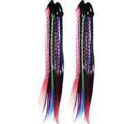 FRCOLOR 12 Pièces Et Couvre-chef Dreadlock Pour Filles Bandes D'extension De Cheveux Pince à Cheveux Extensions De Cheveux Colorés Perles Tresses Postiches Tresser Fibre Chimique