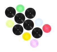 FRCOLOR 12 Pièces Miniatures Vinyles Décoratifs Résistants pour Maison de Poupée Disques Miniatures Noirs et Transparents Accessoires Réalistes pour Aménagement et Décoration de Bureau