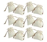 FRCOLOR 12 Pièces Petites Pochettes à Bijoux en Tissu Coton Lin 9x12 Cm Cordon de Serrage, Paquet Souvenirs Élégants pour Rangement de Bijoux et Présents Mariage