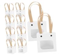 FRCOLOR 12 pièces Sacs Cadeaux avec Fenêtre Sacs à Bonbons Portables avec Poignée pour Fête Anniversaire Pochettes Surprise Emballage Délicieux Blanc