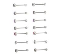 FRCOLOR 14pièces Clous de Piercing Métal Barres de Langue à Boules Rondes Bijoux de Piercing Haltère pour Homme et Femme