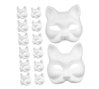 FRCOLOR 16 Pièces Masques à Peindre Pâte de Papier Masques Vierges Renard et Chat pour Garçon Fille et Adultes et Non Toxiques Idéals pour DIY Halloween Carnaval et Fêtes à Décorer