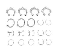 FRCOLOR 19 Nez Inoxydable Anneaux de Nez à Clip de Nez Élégants pour Fêtes et Performances