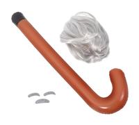 FRCOLOR 1ensemble Kit De Cosplay Halloween Professeur Vieux Avec Perruque Barbe Canne Gonflable Et Accessoires Vintage Pour Fêtes Et Événements