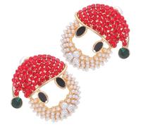 FRCOLOR 1paires Boucles Oreilles Noël Motif Père Noël Ornées de Cristaux Perles pour Fêtes Fin Année Bijoux Mode Costume Événement Festif