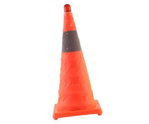 FRCOLOR 1pièce Cône de Pliable avec LED Cône Réfléchissant Plastique Base Caoutchouc Sécurité Routière pour Voiture et Chantier Petit Modèle Orange