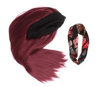 FRCOLOR 1pièce Perruque Longue Droite Avec Bandeau Accessoire Mode Pour Femmes Et Filles Style Polyvalent Idéale Pour Fêtes Et Performances