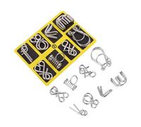 FRCOLOR 2 Ensembles Jeu de Casse-tête Intellectuel Inoxydable Anneaux Métalliques Puzzle de Réflexion Portable pour Garçon Fille et Adultes Défi Cognitif Inspiré Culture Chinoise