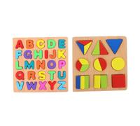 FRCOLOR 2 Ensembles Jeux de Construction Bois Éducatifs pour Garçon Fille de Puzzles Lettres et Formes Apprentissage Reconnaissance Couleurs et Formes Développement et Coordination
