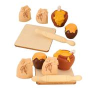 FRCOLOR 2 Ensembles Miniature Bakery Kit Dollhouse Accessories with Rolling Pin Honey Jar and Flour Bag for Pretend Play and DIY Scene Building