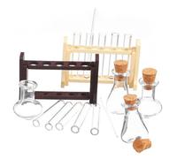 FRCOLOR 2 Ensembles Miniature Test Tubes Rack for Doll House of Mini Glass Simulation Laboratory Tubes Natural and Accessoires Miniatures Maison Poupée pour Décoration et Bricolage