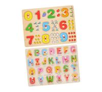FRCOLOR 2 Ensembles Puzzle Bois Éducatif Alphabet et Chiffres pour Garçon Fille Jeu Cognitif Bois Lisse Sûr Développement Motricité Fine et Coordination Main-œil Éveil pour Garçons et