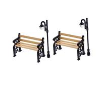 FRCOLOR 2 Ensembles Set Mini Chaises Longues et Lampadaires Décoratifs pour Maison de Poupée Mobilier Miniature Résistante et Écologique Accessoires pour Décor de Parc Intérieur et