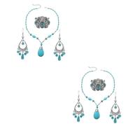 FRCOLOR 2 Ensembles Turquoise pour Bracelet et Boucles Oreilles Élégants Accessoires de Mode Raffinés pour Occasions Spéciales