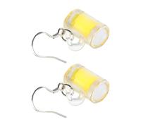 FRCOLOR 2 Paires Boucles D’oreilles Créatives de Chope de Bière Jaune, Résine et S925 Argenté, Oreillettes sans Perçage, Bijoux Pendants Légers pour Femmes, Présent Fête et Soirée, 1 Paire