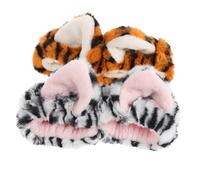 FRCOLOR 2 Pcs Femmes Oreilles D'Animaux Tigre Imprimé Bandeau Flou Maquillage Bandeau Élastique Extensible Pour Spa Soins De La Peau Maquillage Lavage Du Visage