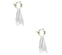 FRCOLOR 2 Pcs Guirlande Tête Quel Décor Voile Mode Mariage Voile Femmes Mariée Fleur Couronne Voile Cheveux Décorations Pour Mariage Fleur Couronne Voile De Mariée Cheveux Accessoire