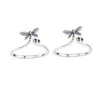 FRCOLOR 2 Pièces Bague Femme Ouverte Sterling avec Libellule Anneau Ajustable Élégant et Décoratif pour Fête et
