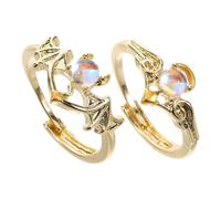 FRCOLOR 2 Pièces bague ouverte ange son épouser alliance pour la Saint-Valentin bague assortie couple bijoux présents couple d'ailes du diable bague aile d'ange mariage jour strass Golden