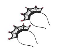 FRCOLOR 2 Pièces bandeau couronne appliques murales lampes solaires rubans à cheveux pour les filles halloween costume haloween bandeau toile d'araignée couvre-chef de fête de fille Black