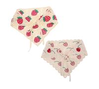 FRCOLOR 2 Pièces Bandeau Triangle Crochet Fait Main avec Fraise et Foulard Cheveux et Respirant pour Femmes Accessoire Vintage Boho pour Plage et Activités Extérieures