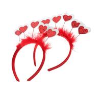 FRCOLOR 2 Pièces Bandeaux à Paillettes Rouges Forme de Cœur pour Femmes Léger et Confortable Accessoire Tête Saint Valentin pour Fête et Mariage Lot