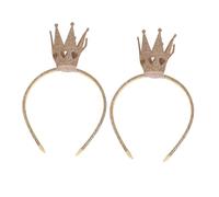 FRCOLOR 2 pièces Bandeaux Couronne Dorée Brillante pour Filles et Femmes Accessoires de Fête Princesse Diadème Léger et Confortable pour Anniversaire Mariage et Soirée