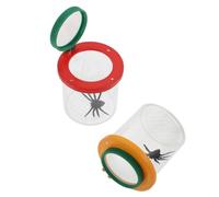 FRCOLOR 2 pièces Boîte Observation Insectes avec Loupe et Éducatif pour Garçon Fille Boîte Grossissante Portable pour Collecte et Extérieur Couleurs Rouge et Jaune