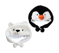 FRCOLOR 2 Pièces Bonnet Garçon Fille Animal Peluche Doux Élastique Confortable Chapeau Pingouin Ours pour Halloween Noël Usage Quotidien