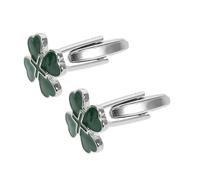 FRCOLOR 2 pièces Boutons de Manchette Homme Feuille à Quatre Vert Cœur Irlandais Alliage avec Finition Émail Bijoux Modernes pour Fête Saint Patrick et Occasions Élégantes