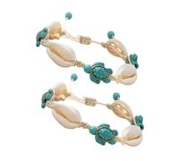 FRCOLOR 2 Pièces Bracelet de tortue-coque cheville de frappe bracelet de cheville tortue bracelets coquillage bracelets de coquillages pour femmes coquille