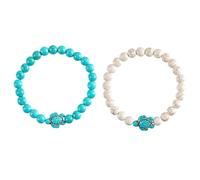 FRCOLOR 2 Pièces Bracelet Élastique Turquoise Perles et Charms Tortue de Bracelets pour Accessoire Mode et Chic