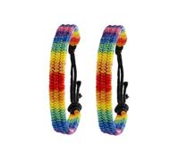 FRCOLOR 2 pièces Bracelets Arc-ciel Tressés Main Bracelets Colorés pour Gays et Lesbiennes Accessoires Durables Unisexes pour Fierté Lgbt
