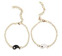 FRCOLOR 2 pièces Bracelets Couple Inoxydables Réglables Acier avec Motif Taiji Élégant Symboles Amour et Union pour Chaque Événement