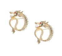 FRCOLOR 2 Pièces Broche de dragon rétro broche animaux décorations de revers pour elle chinoise pour femme bijoux de mode pour femmes alliage Golden
