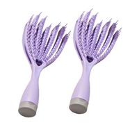 FRCOLOR 2 pièces Brosse à Cheveux Creuse avec Miroir Intégré Brosse de Massage Portable pour Cheveux Bouclés et Raides Utilisation Sèche et Humide pour Démêler et Coiffer Voyage