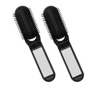 FRCOLOR 2 Pièces Brosse à Cheveux Pliable avec Miroir de Poche Portable en Abs et Verre, Design Compact et Élégant pour Voyage et Paquet à Main