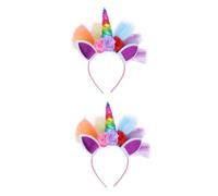FRCOLOR 2 Pièces cerceau de cheveux de licorne élastiques à cheveux pour enfants casque de fleur coiffe de licorne chefs de parti casque de licorne bandeau licorne pour enfants