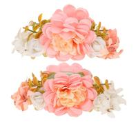 FRCOLOR 2 Pièces clip fleur accessoires de cheveux de mariage pince à cheveux en fleurs artificielles fleurs à clipser hair clip festif résine rose