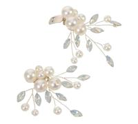 FRCOLOR 2 Pièces Clips de Chaussures Détachables Faux Perles Blanches avec Ornements Fleur Brillants Accessoires Amovibles pour Talons Hauts Mariage Soirée