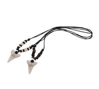 FRCOLOR 2 Pièces Collier Vintage Style Surfer Dent de Requin en Résine et Bois, Accessoire de Mode pour Homme et Femme, Porté Longue Durée pour Fête la Plage
