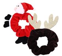 FRCOLOR 2 Pièces Corde à Cheveux Noeuds Bleus Pour Les Cheveux Des Filles Père Noël Cheveux De Noël Épingle à Cheveux Titulaires Élastiques à Cheveux Pour Femmes Rouge Cravates Chiffon