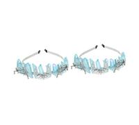 FRCOLOR 2 Pièces Couronne De Cristal Naturel Bandeau De Sirène Bandeau à Quartz Bandeau Strass Bande De Cheveux Baroque Bandeau De Maquillage Cerceaux De Cheveux Scintillants Bandeaux